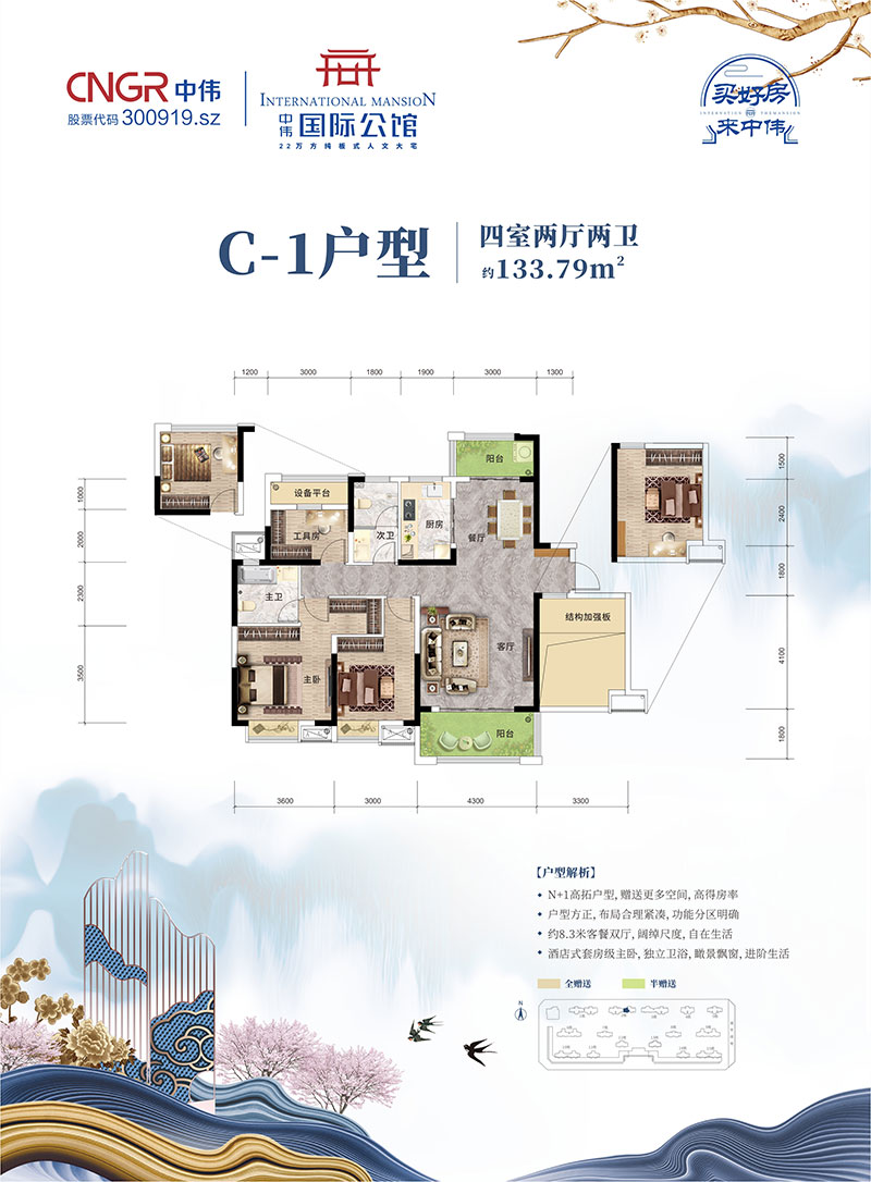 石门县中伟国际公馆一期C-1户型