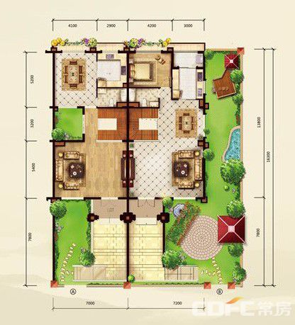 常德市天利天鹅湾二期天利天鹅湾二期联排楼二层