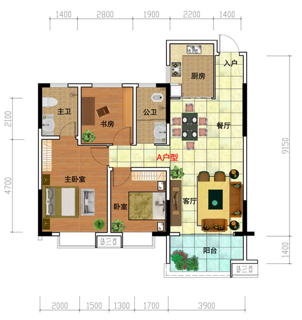 赫山区兰溪中心A户型