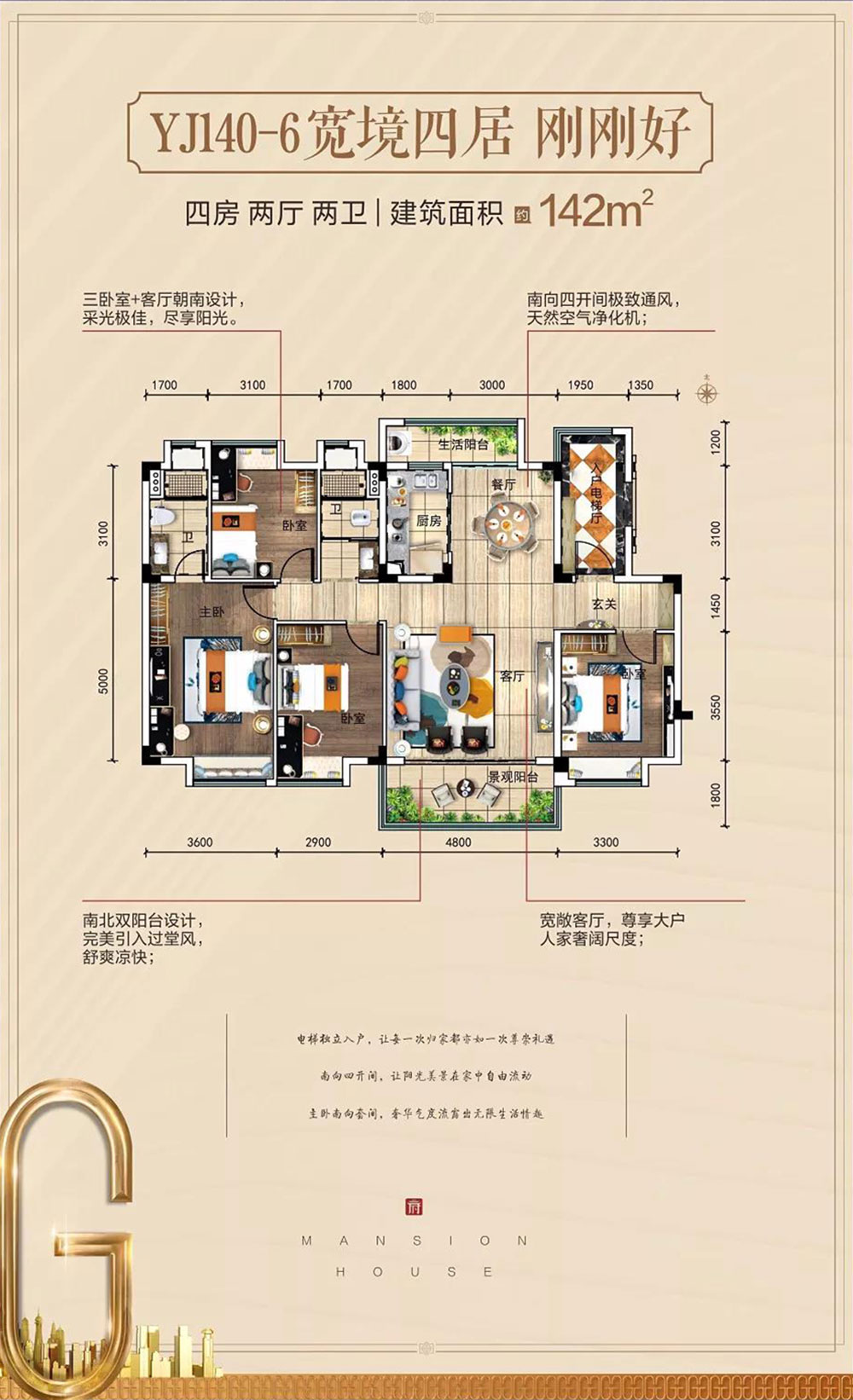 赫山区东城首府YJ140-6户型