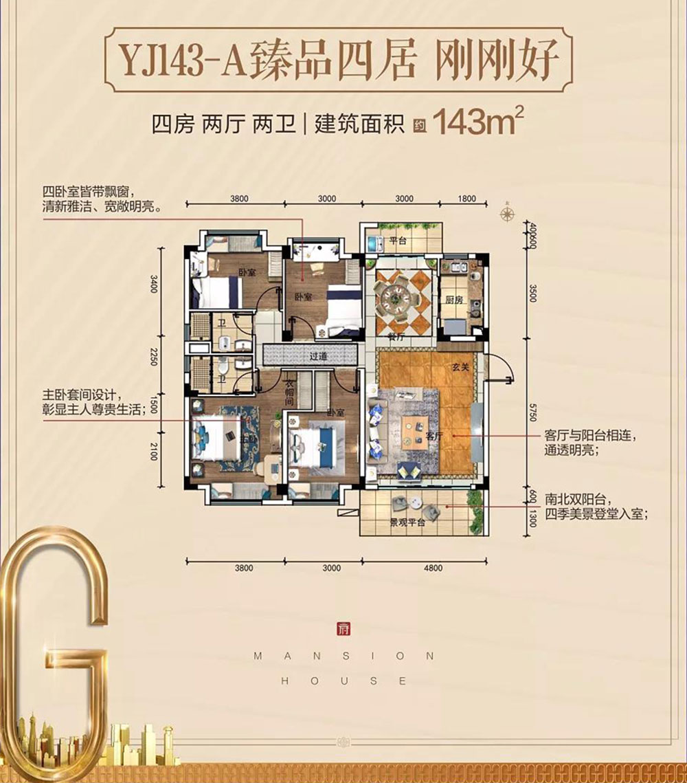 赫山区东城首府YJ143A户型