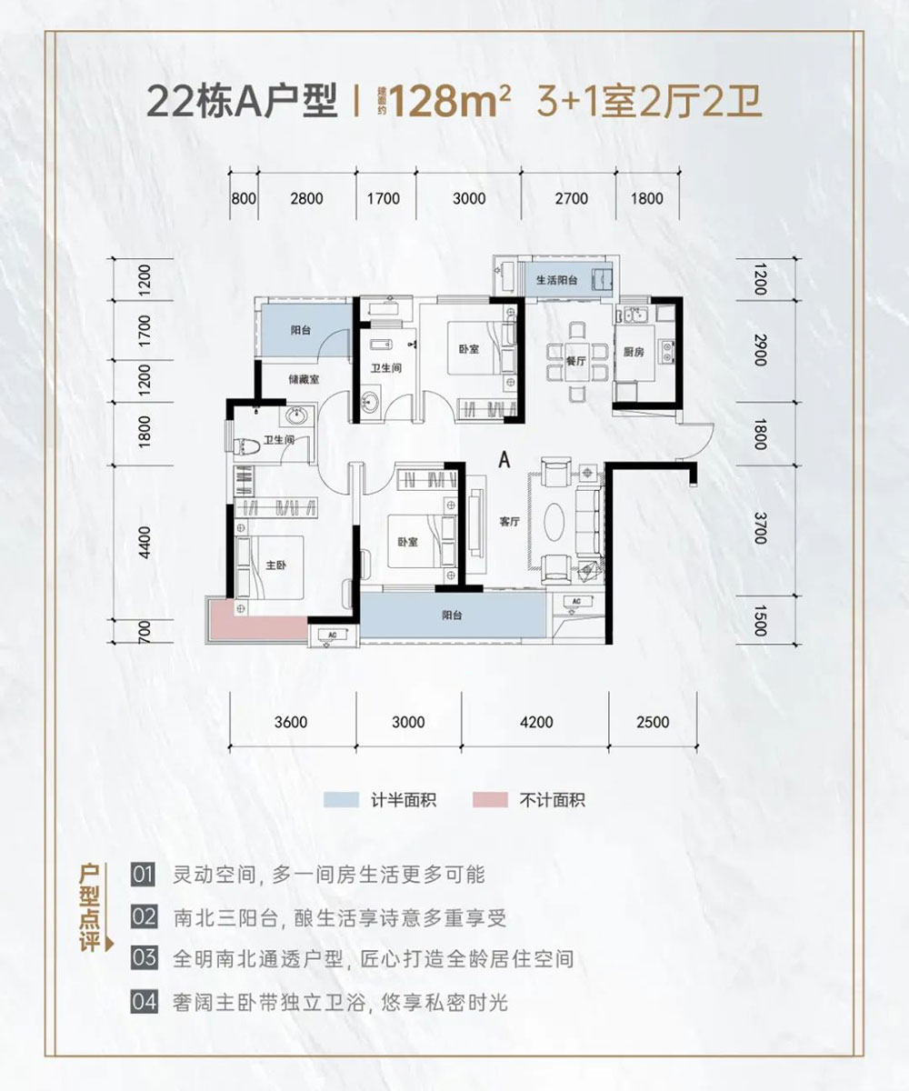 岳阳楼区中建嘉和城22栋A户型
