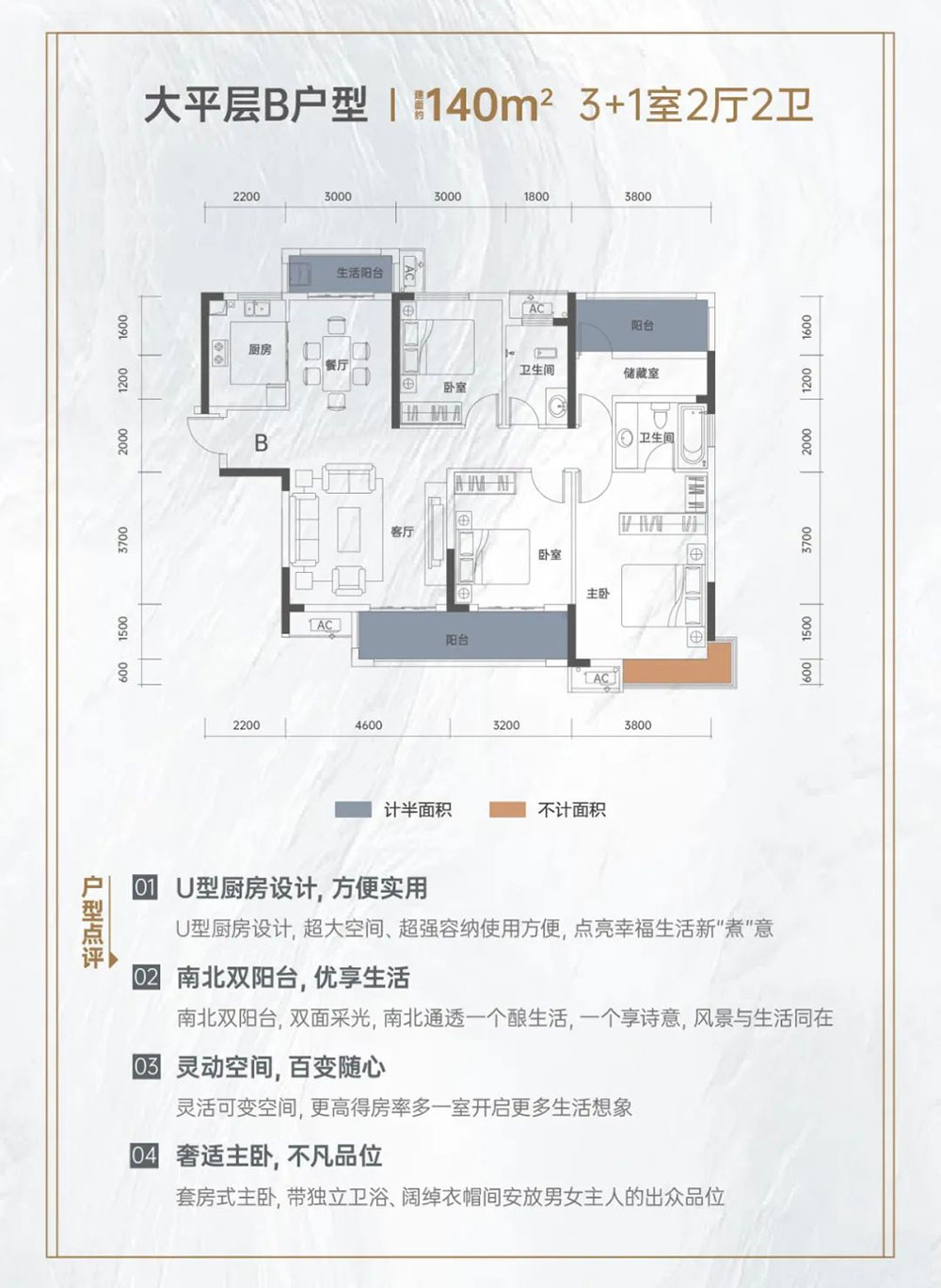 岳阳楼区中建嘉和城大平层B户型