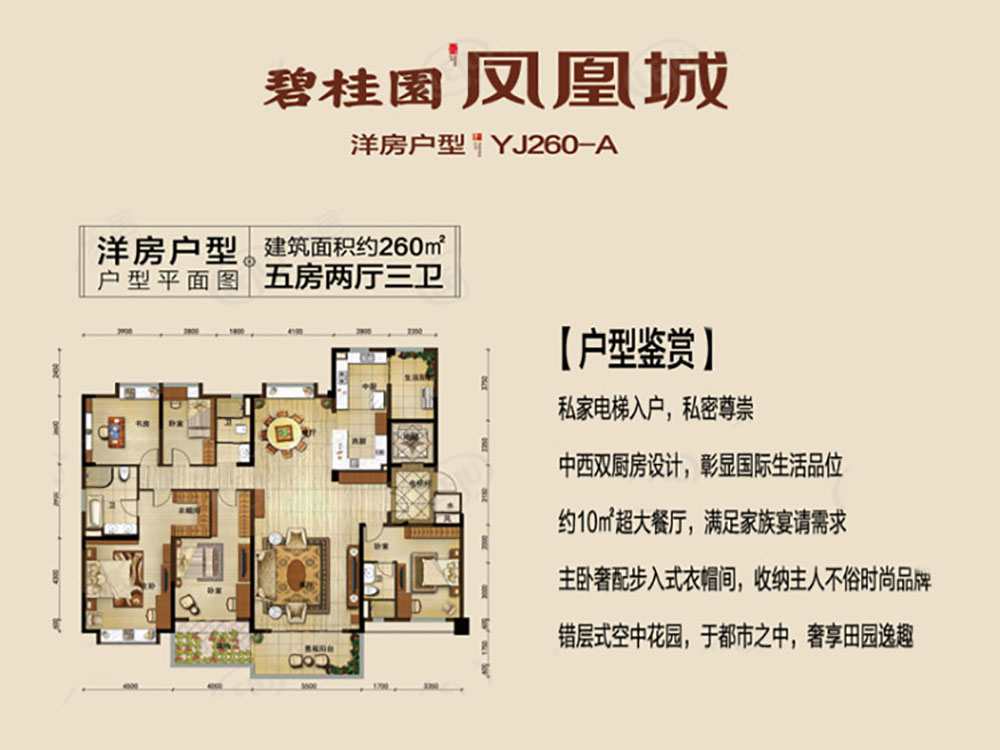 岳阳楼区碧桂园凤凰城洋房260户型