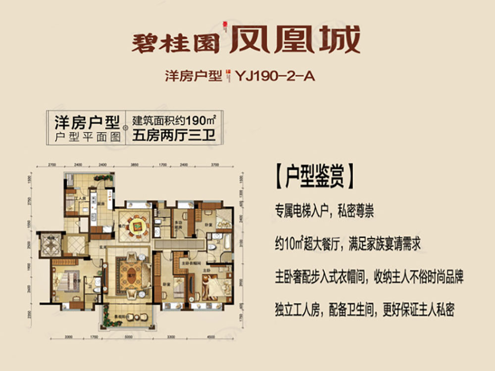 岳阳楼区碧桂园凤凰城洋房190户型