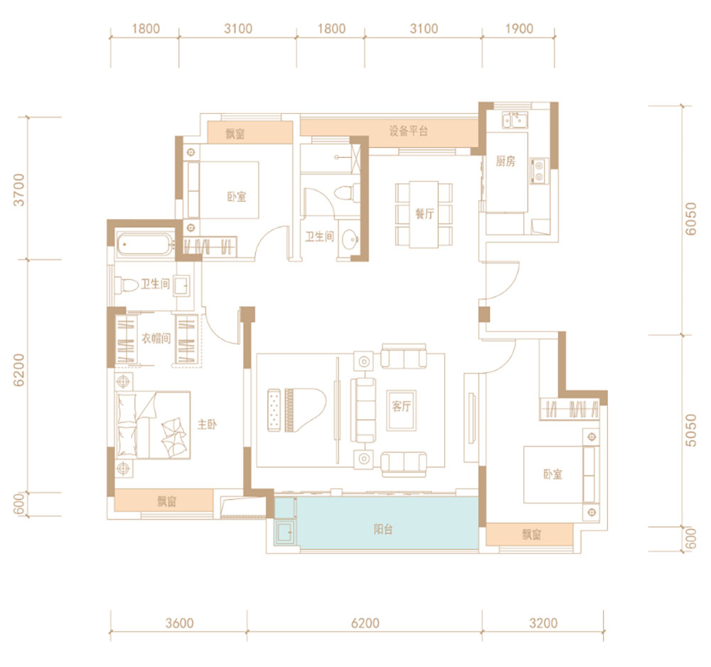 湘阴县洋沙小镇君澜湾C户型