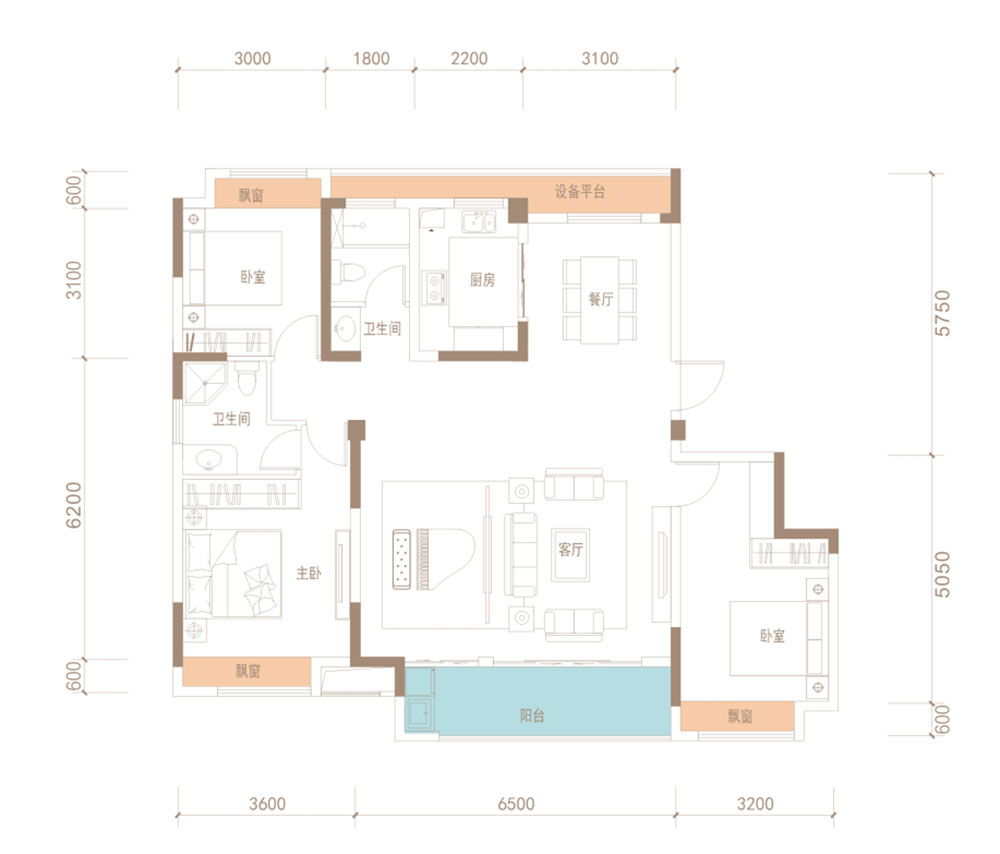 湘阴县洋沙小镇君澜湾C3户型