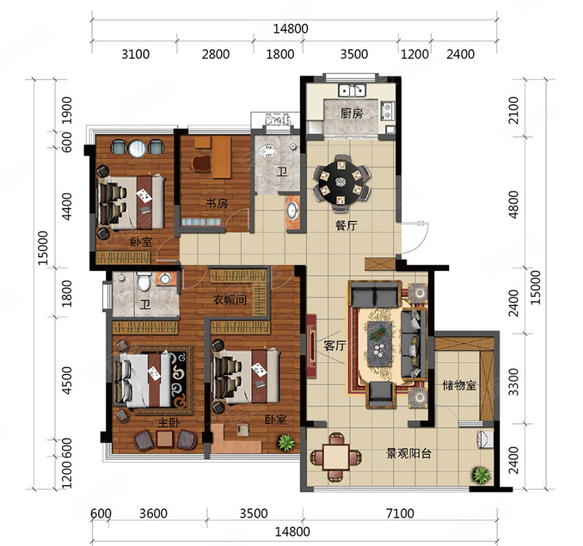 临湘市白云湖公馆J户型