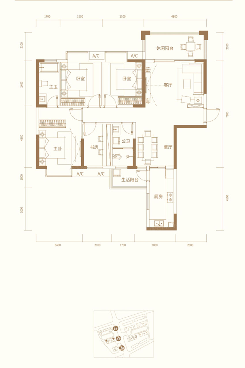 雁峰区翼鸿湖畔山南2栋01户型