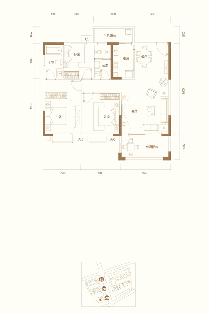 雁峰区翼鸿湖畔山南3栋04户型