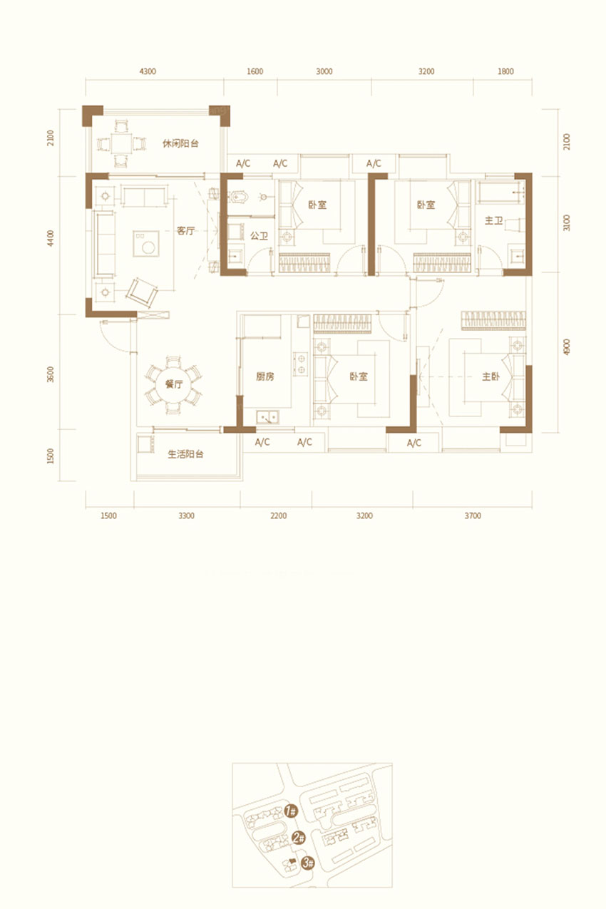 雁峰区翼鸿湖畔山南3栋02户型