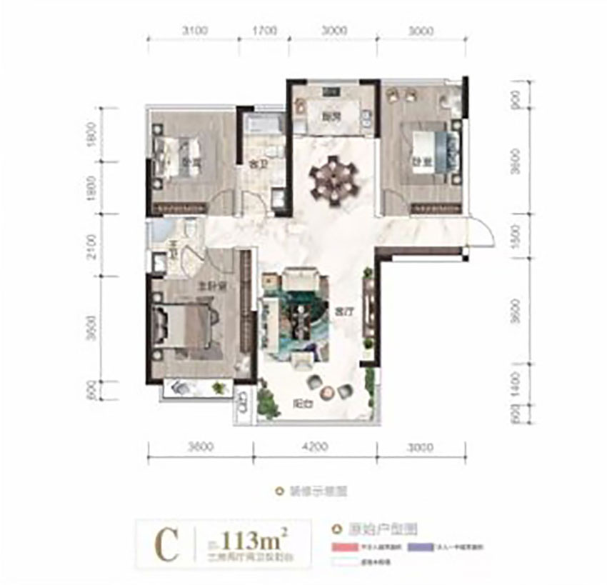 雁峰区融科书香世家C户型