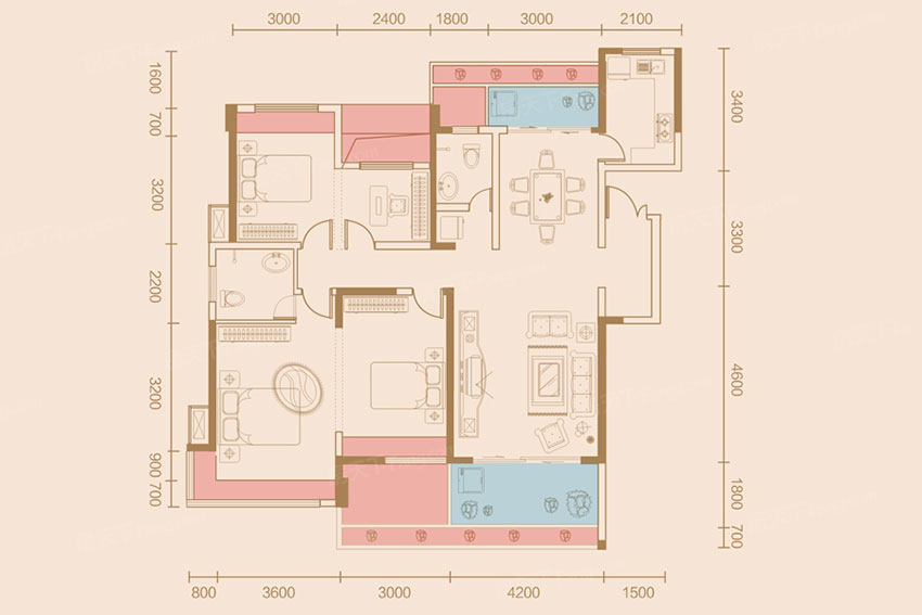 蒸湘区国贸前海湾F1户型