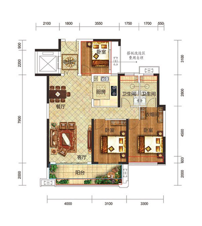 蒸湘区金钟府A2户型