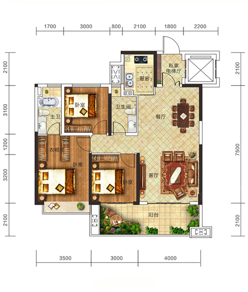 蒸湘区金钟府A户型