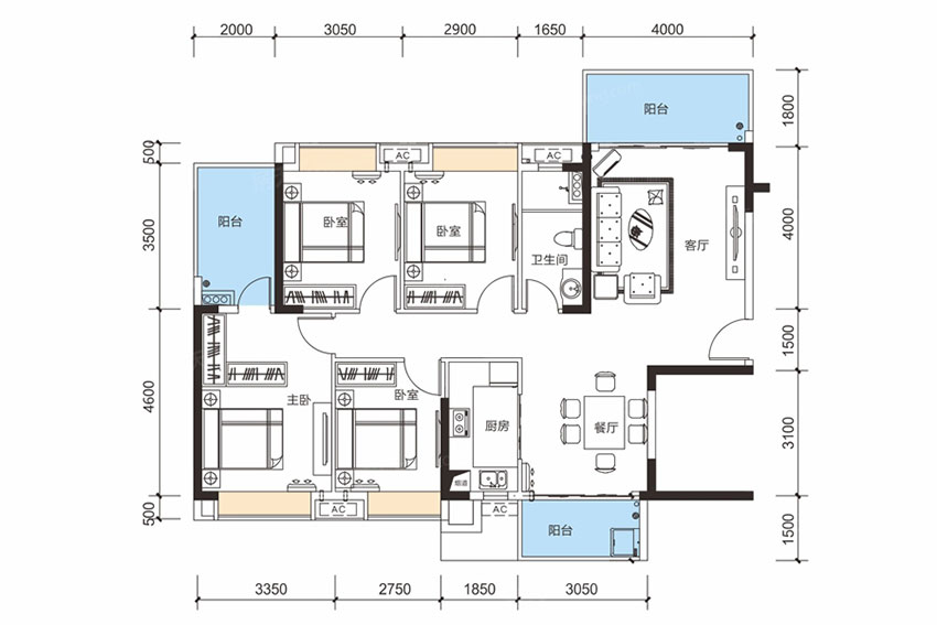 蒸湘区珠江愉景豪庭D户型（西边户）