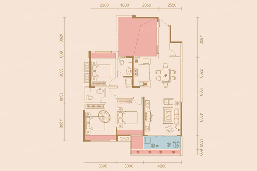 蒸湘区国贸前海湾E3户型