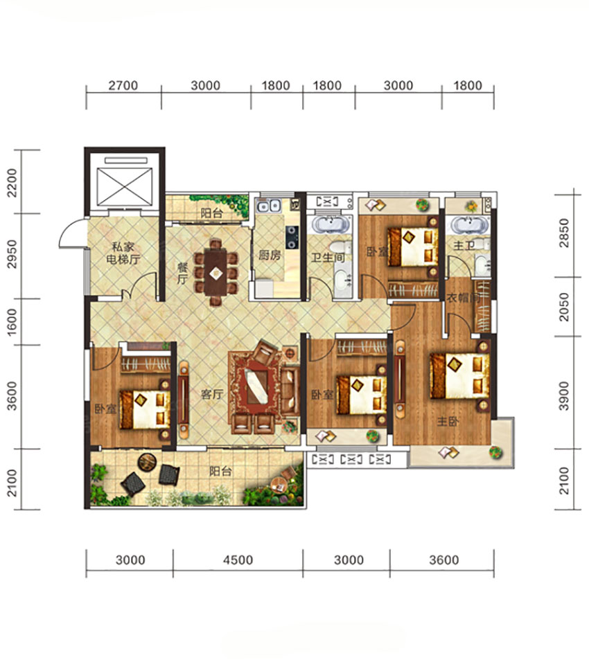 蒸湘区金钟府D户型