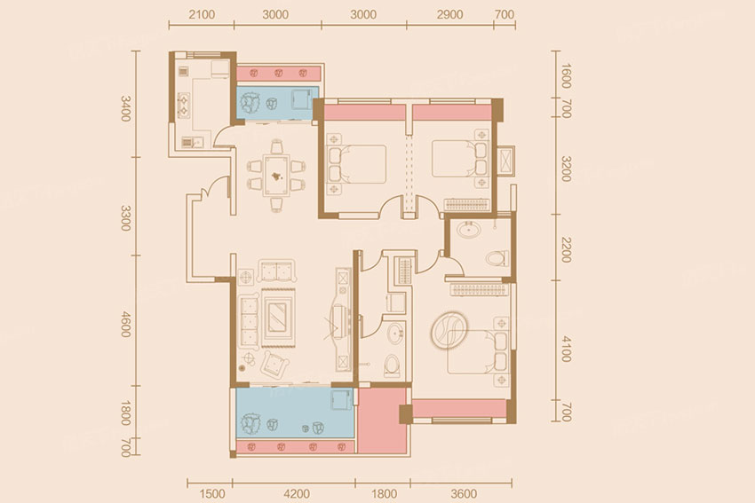 蒸湘区国贸前海湾F2户型