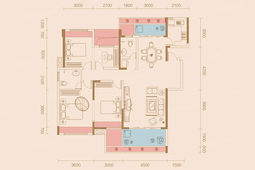 蒸湘区国贸前海湾E1户型