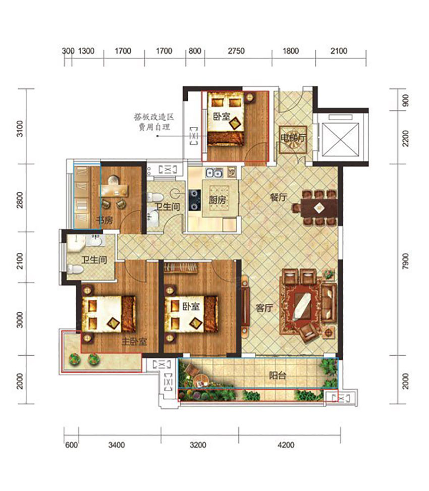 蒸湘区金钟府B2户型