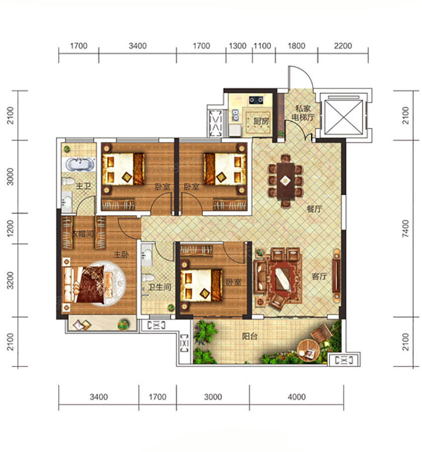 蒸湘区金钟府B户型