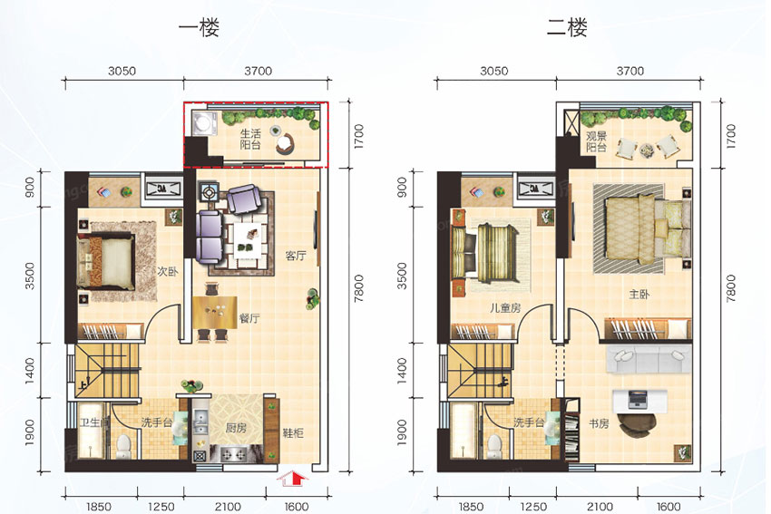 蒸湘区星美新外滩公寓B户型