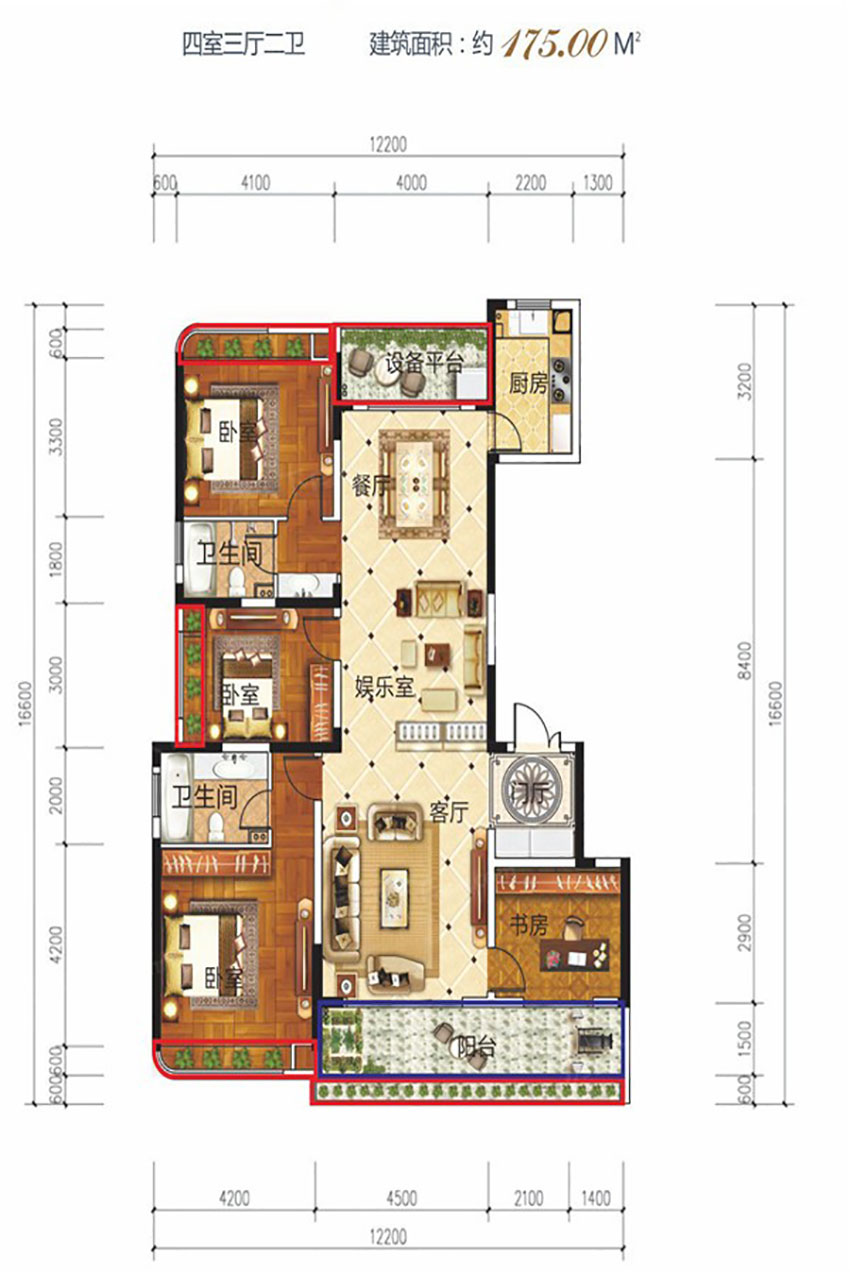 蒸湘区高新现代城C1-1户型