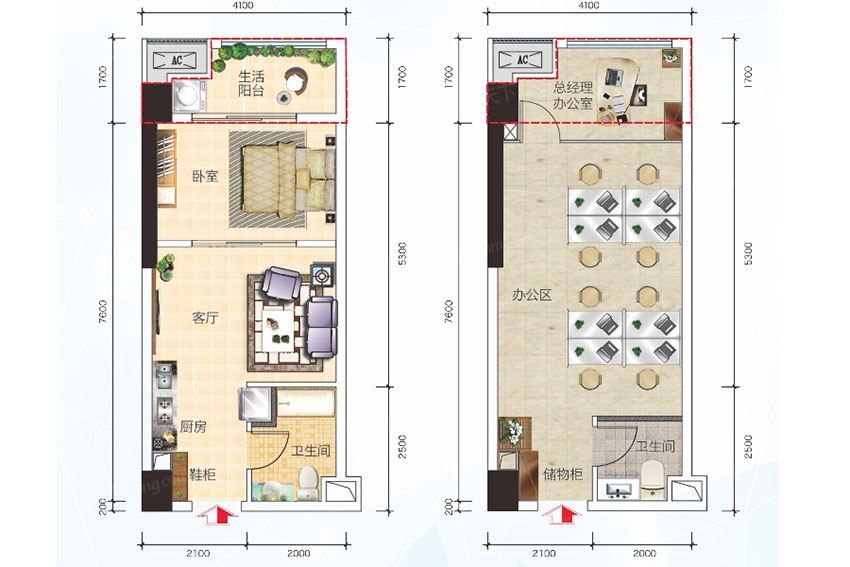 蒸湘区星美新外滩公寓C户型