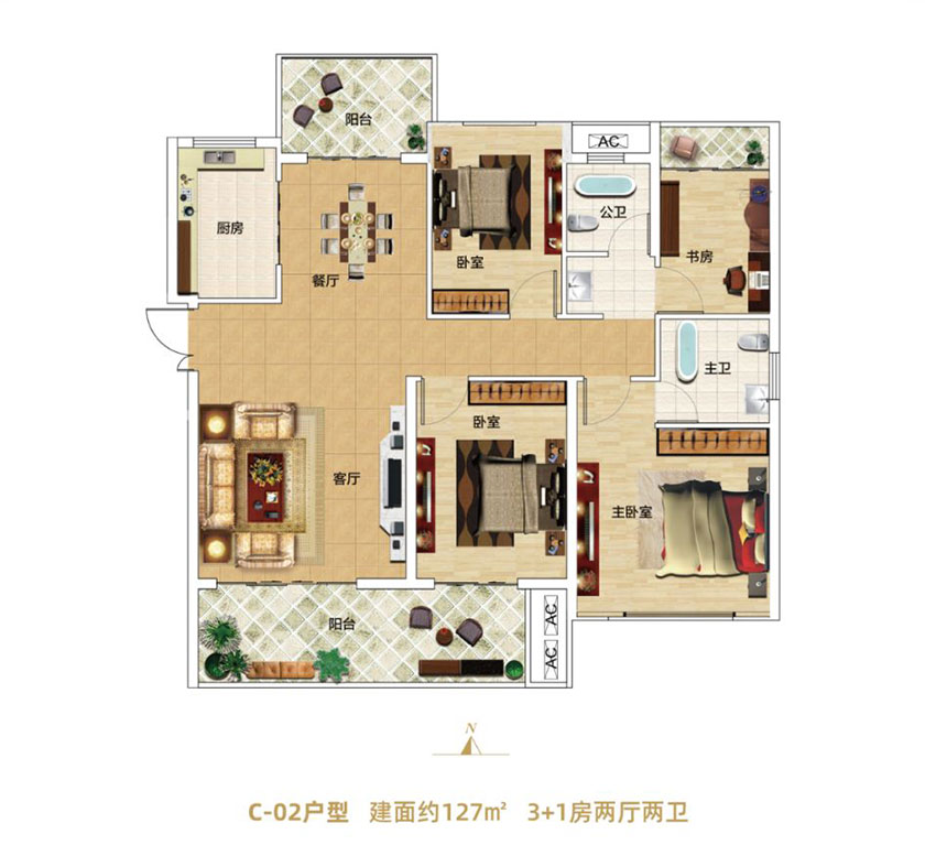 蒸湘区生态天宸C-02户型
