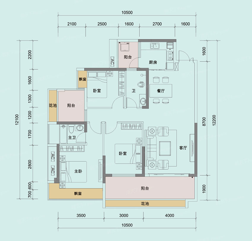 蒸湘区光辉一品2#B户型