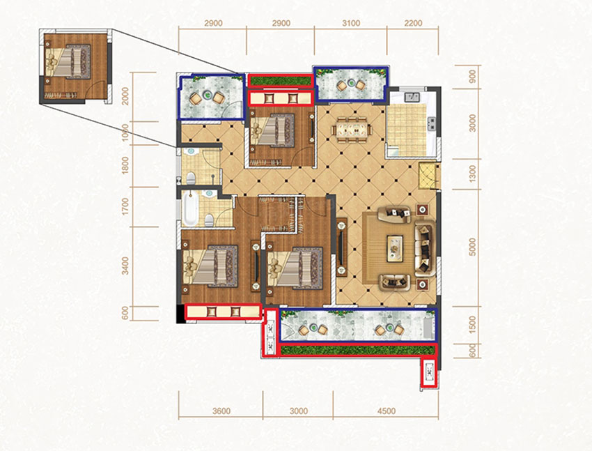 蒸湘区大衡城邦6#栋3户型
