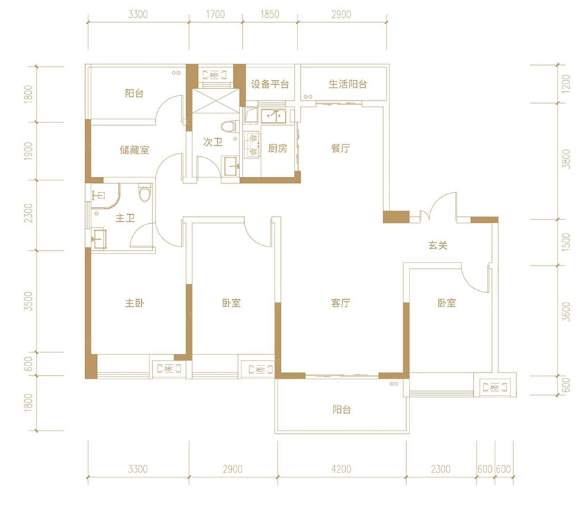 蒸湘区恒生玫瑰庄园A1户型