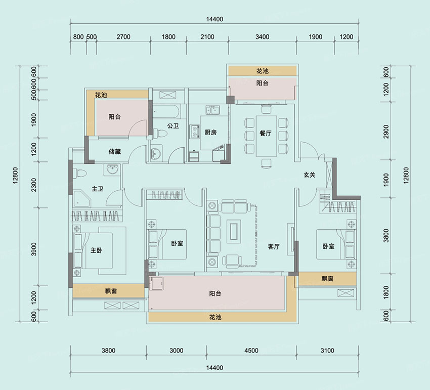 蒸湘区光辉一品4#D户型