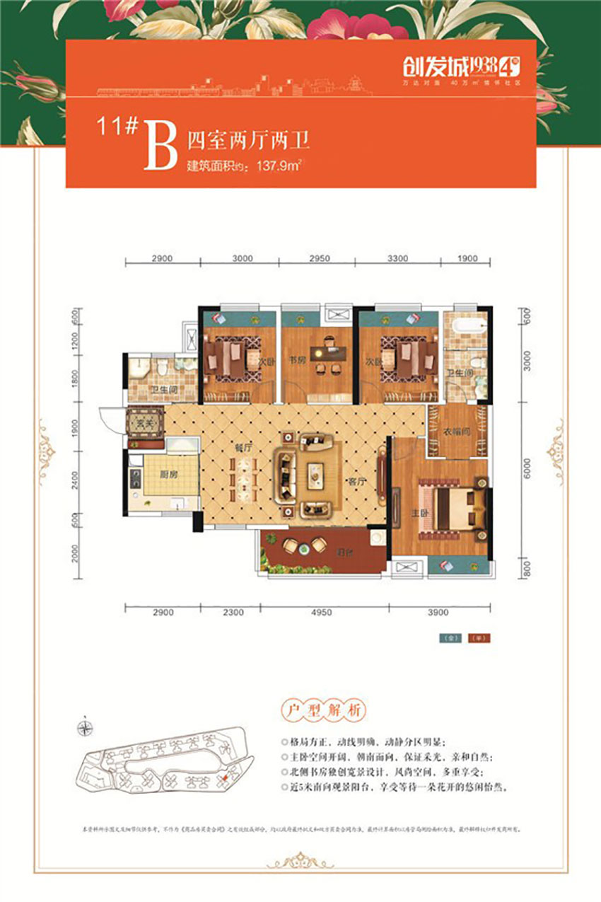 蒸湘区创发城193811#B户型