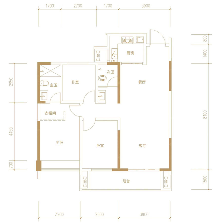 蒸湘区恒生玫瑰庄园B3户型