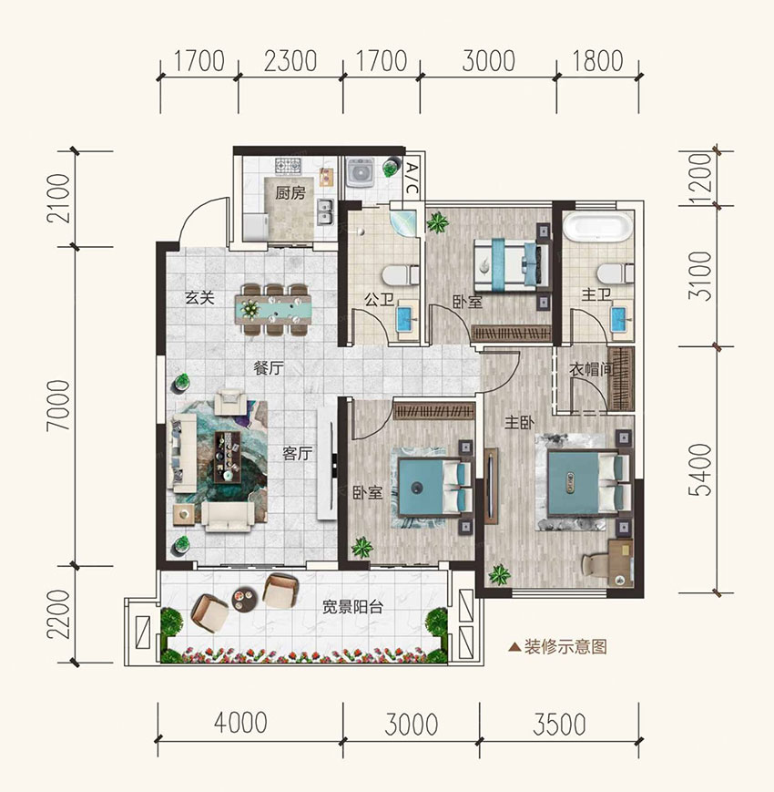 蒸湘区铂金时代19#0203户型