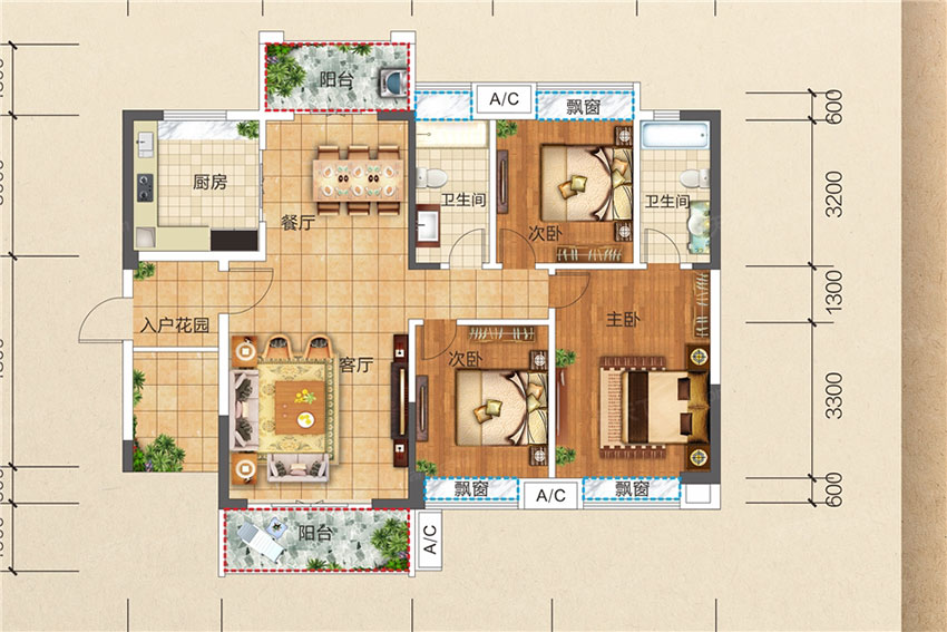 蒸湘区银泰红城B户型