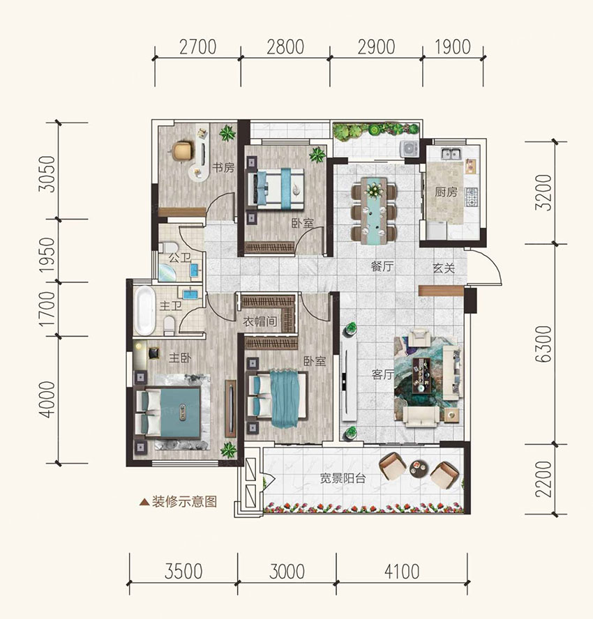 蒸湘区铂金时代19#05户型