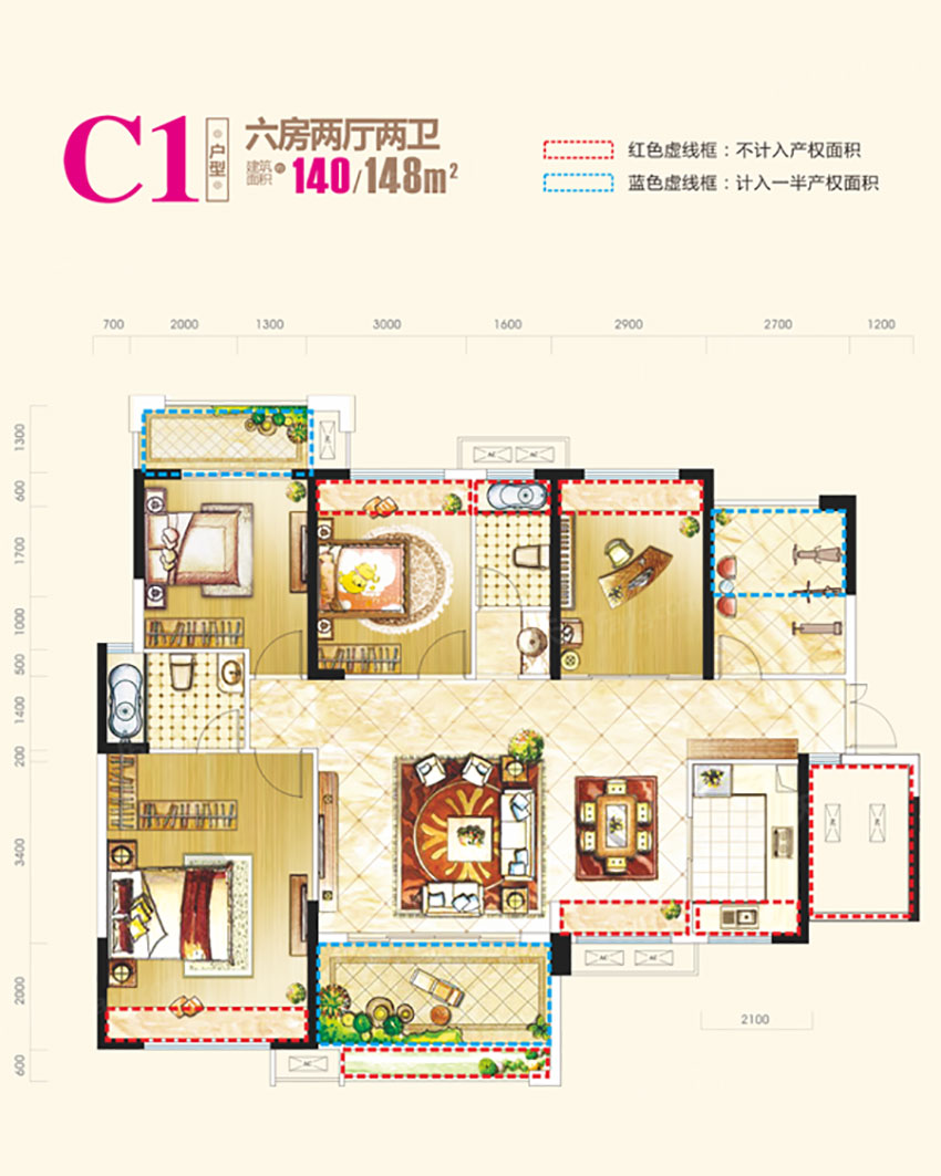 蒸湘区融冠乐城C1户型