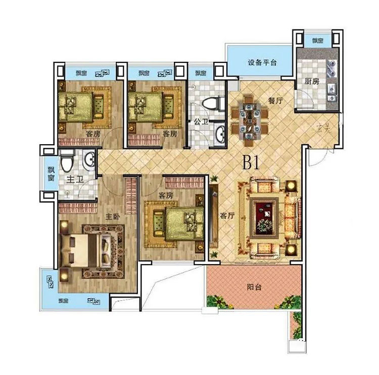 衡山县景行翠堤湾B1户型