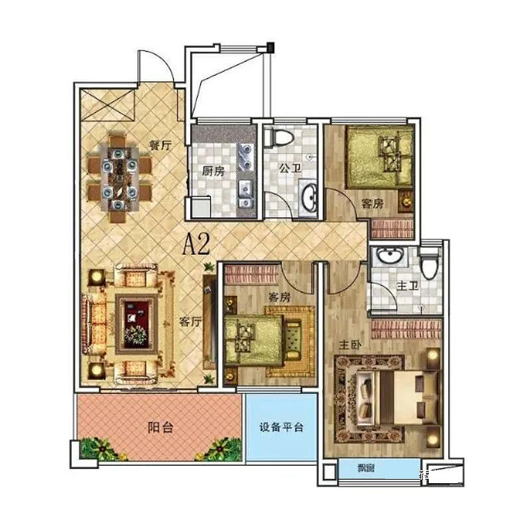 衡山县景行翠堤湾A2户型
