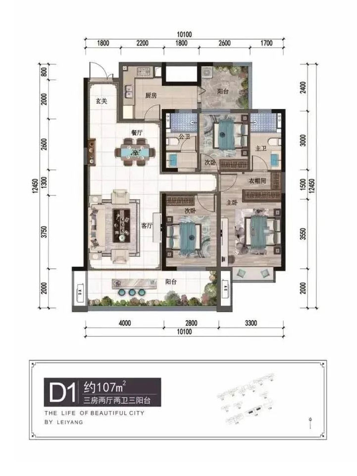耒阳市愿景铂悦府D1户型