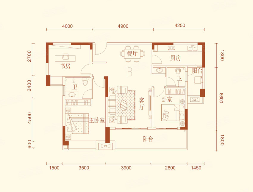 宜章县书香名邸6栋B户型