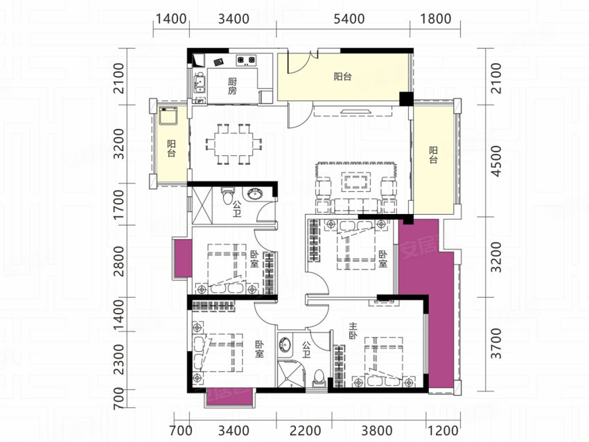 嘉禾县皇廷凤凰城7栋F3户型