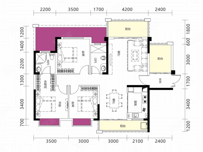 嘉禾县皇廷凤凰城7栋F1户型
