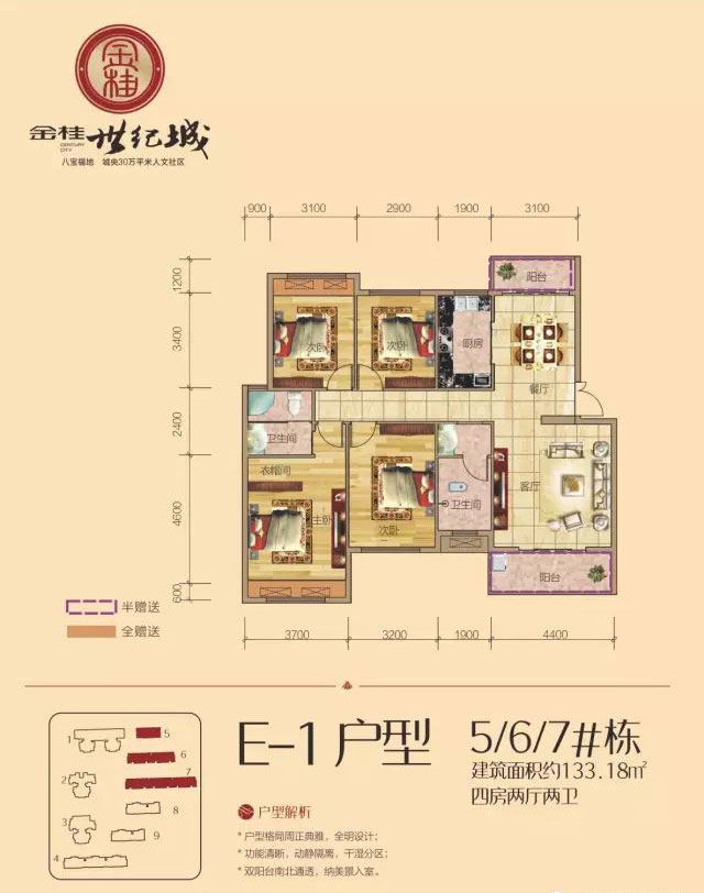 桂阳县金桂世纪城E-1户型