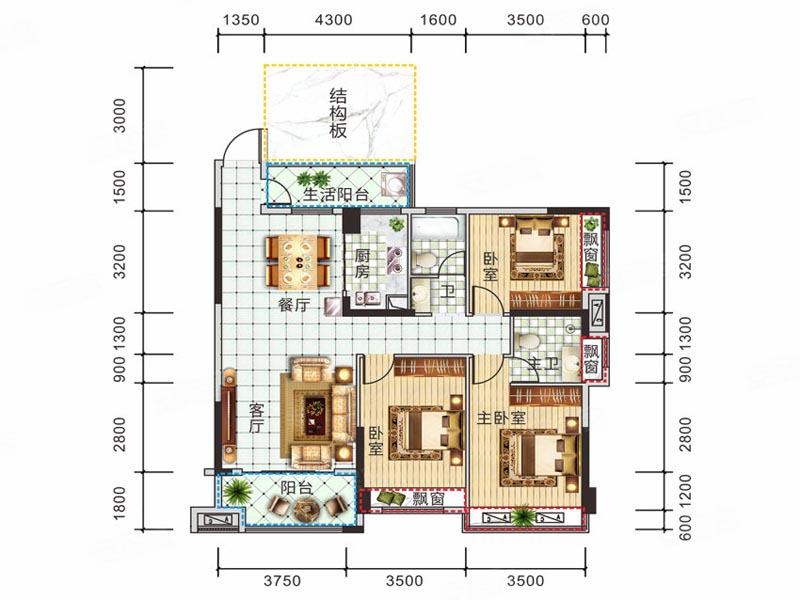 桂阳县锦绣金湾3栋H户型