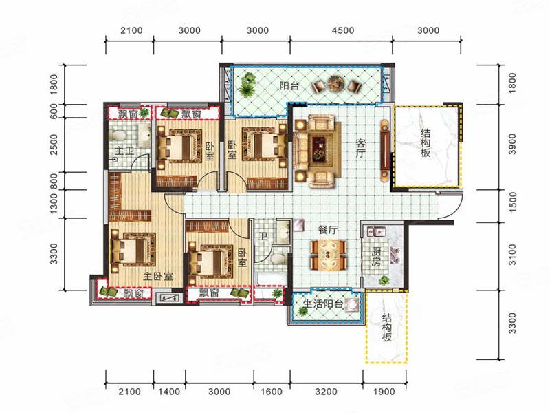 桂阳县锦绣金湾3栋A户型