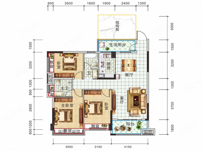 桂阳县锦绣金湾3栋C户型
